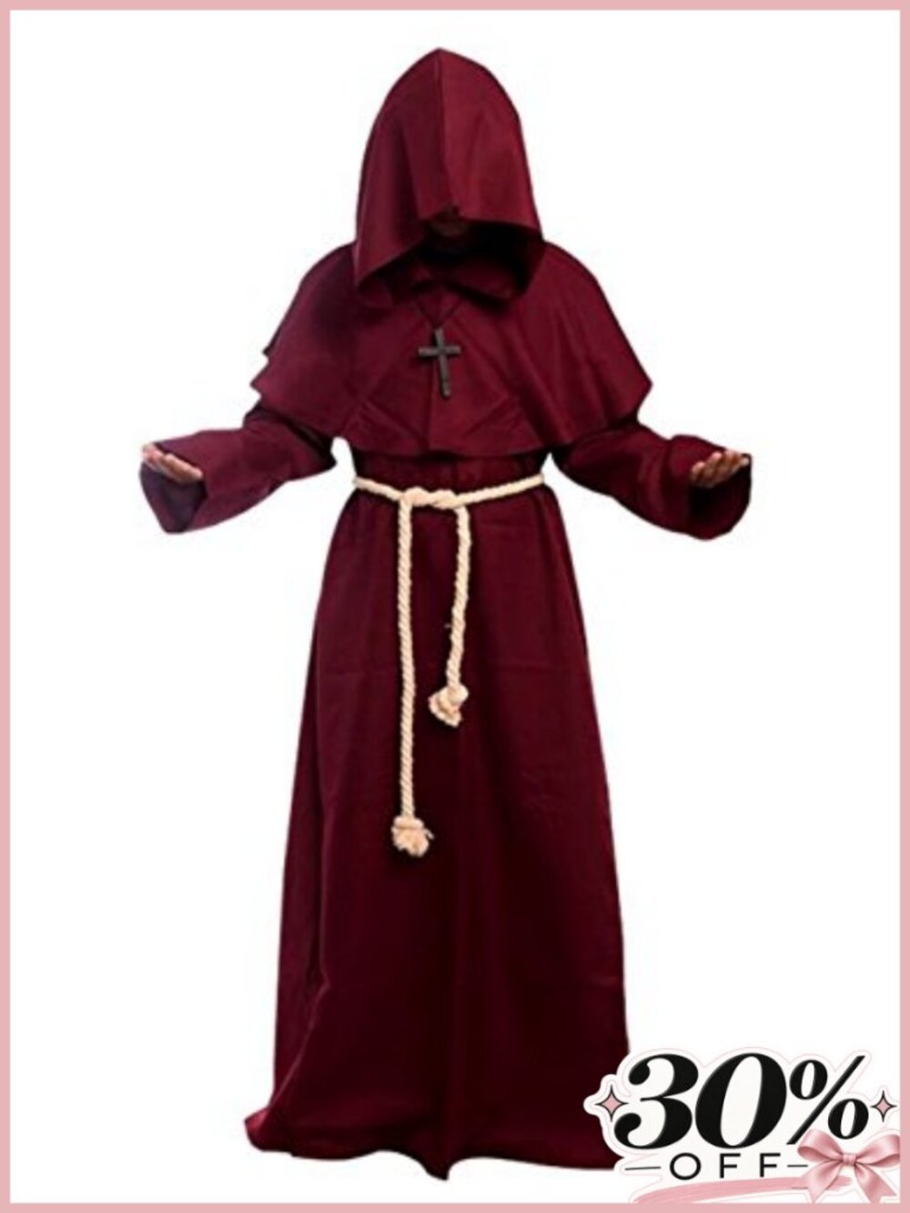 GOLDSTITCH Friar Medieval Hooded Monk Renaissance Priest Robe Costume Cosplay